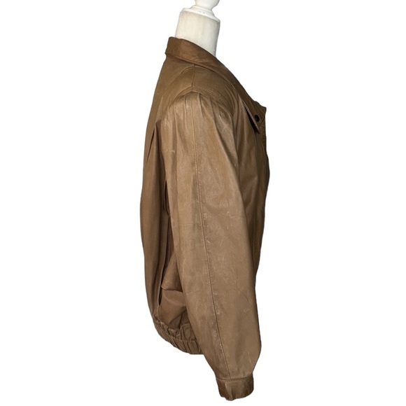 Vintage Georgetown Leather Tan Leather 80s Pleated Dolman Puff Sleeve Jacket - S - Picture 8 of 16